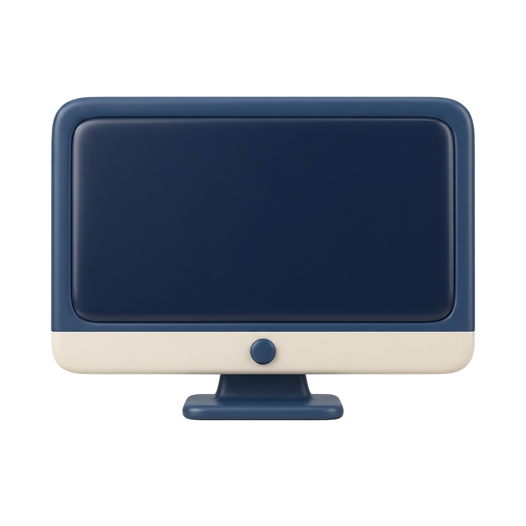 3D computer monitor on a desk
